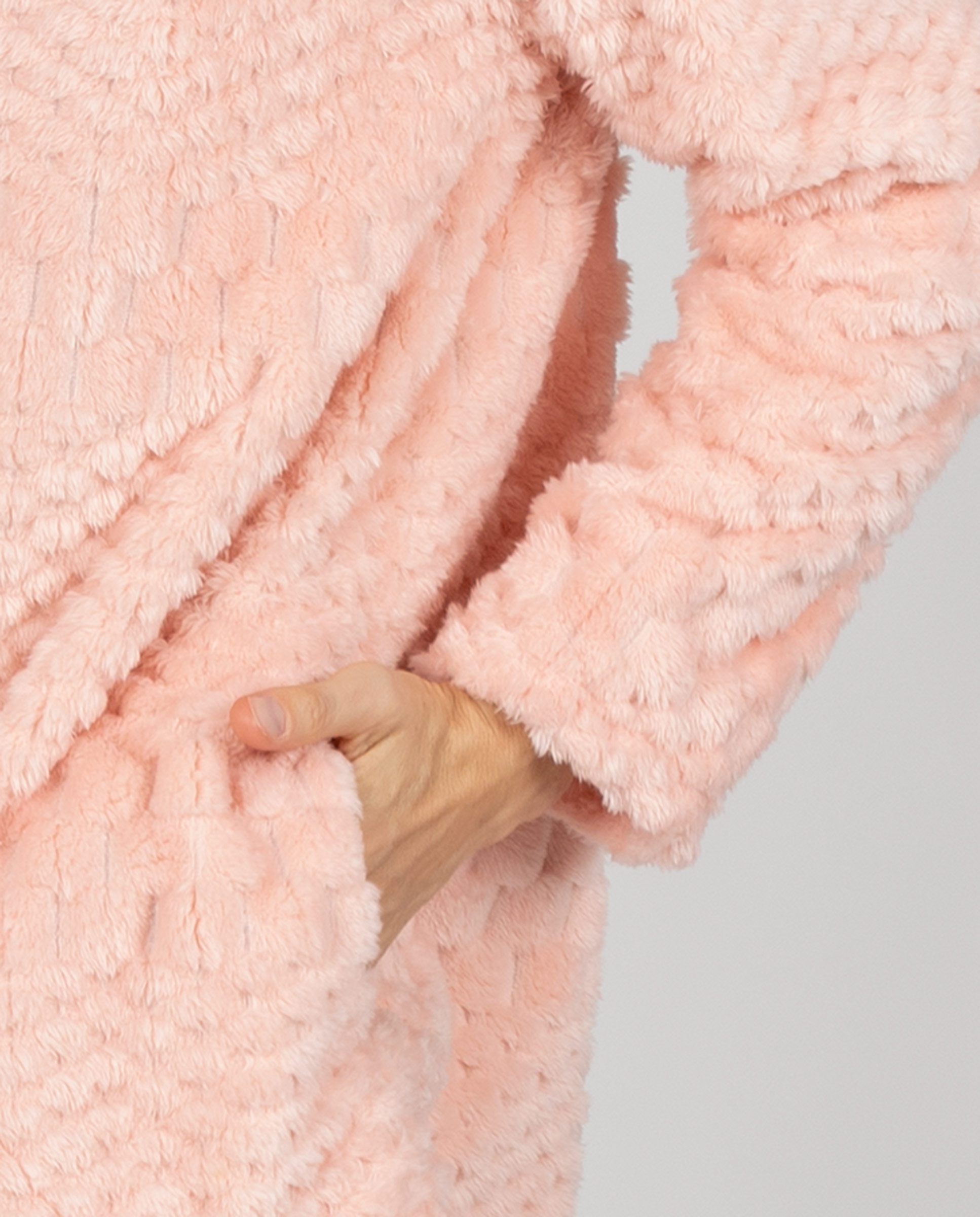 Bata corta de mujer en tejido polar con cremallera y bolsillos laterales - Massana - Rosa Rosa-3