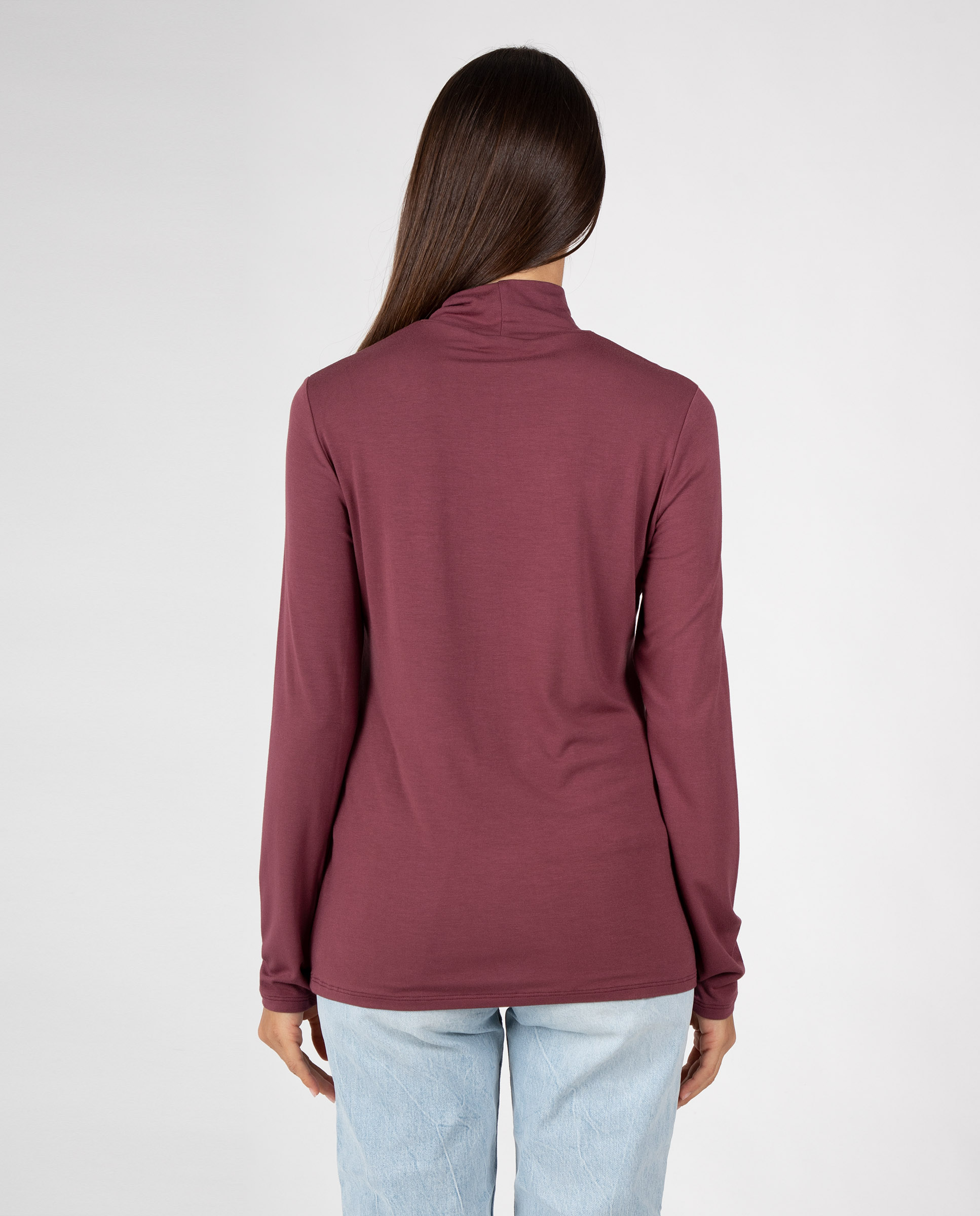 Camiseta básica de mujer con cuello alto - Massana - Burdeos Burdeos-2