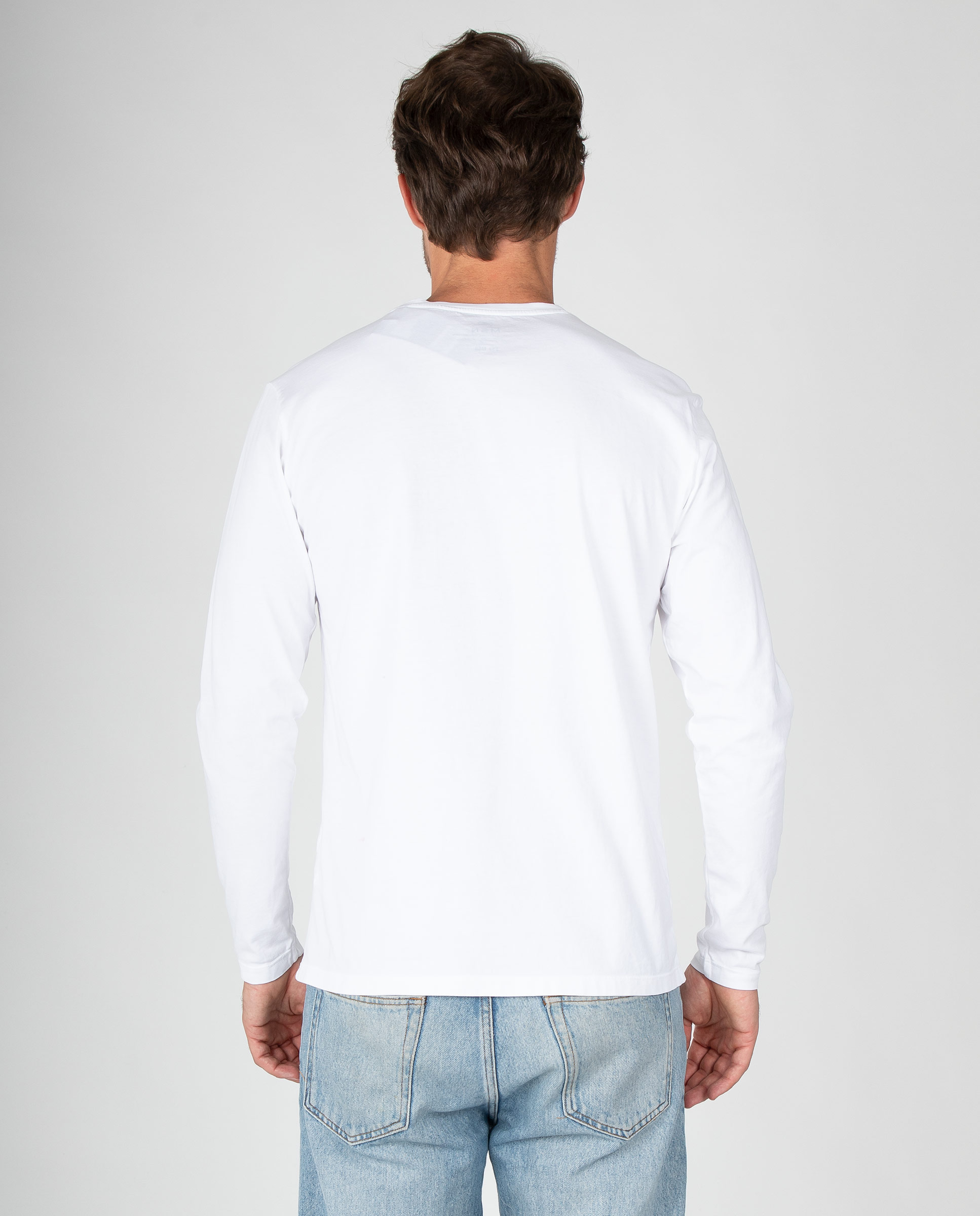 Camiseta lisa de hombre de manga larga con detalle bordado - Massana - Blanco Blanco-2