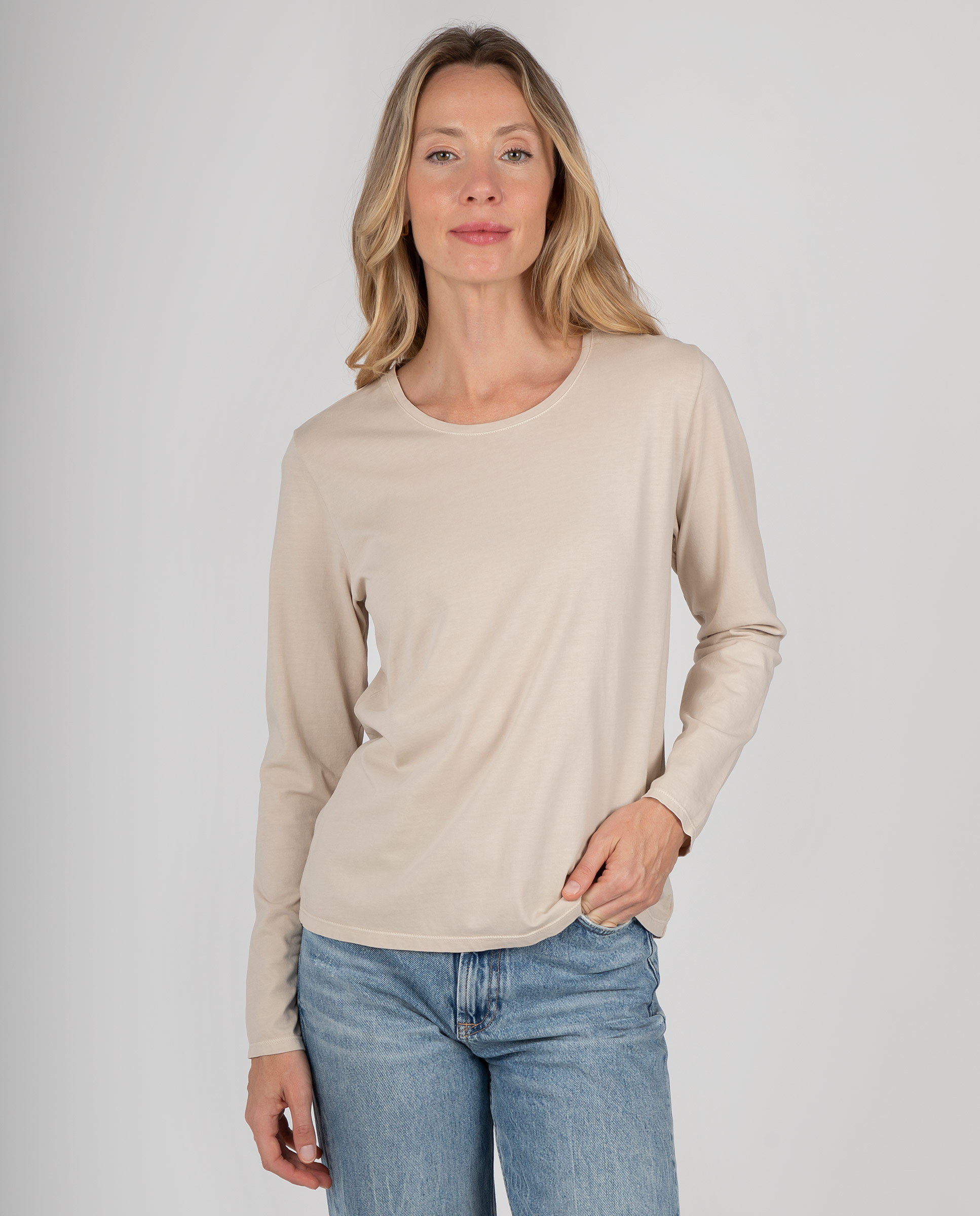 Camiseta básica de mujer con cuello redondo - Massana - Beige Beige-1