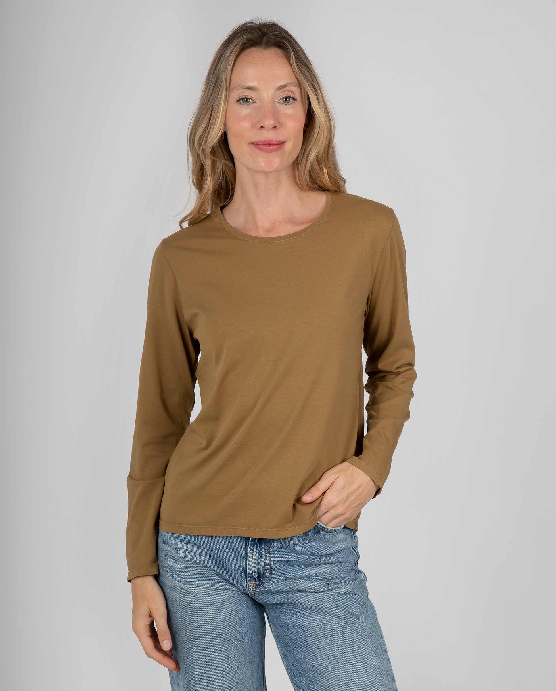 Camiseta básica de mujer con cuello redondo - Massana - Ocre Ocre-1