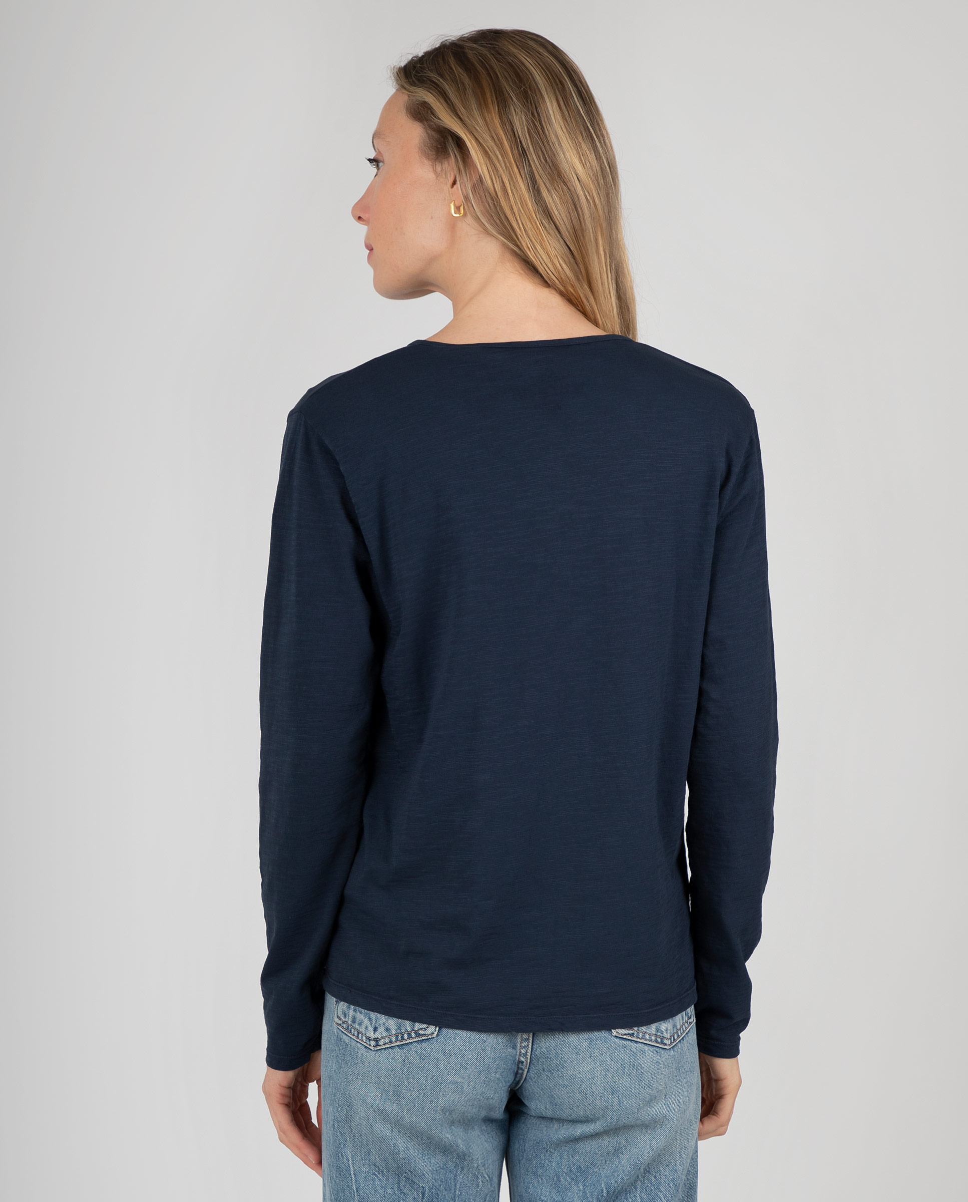 Camiseta básica de mujer con cuello pico - Massana - Azul Azul-2
