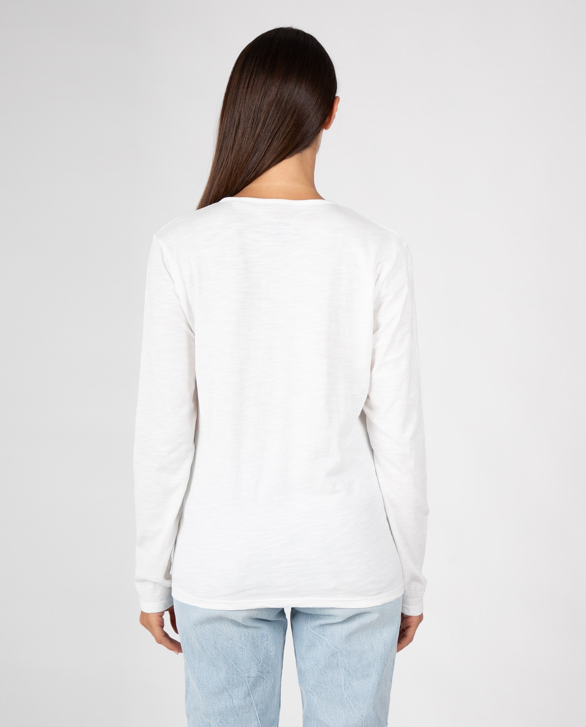 Camiseta básica de mujer con cuello pico - Massana - Blanco Blanco-2