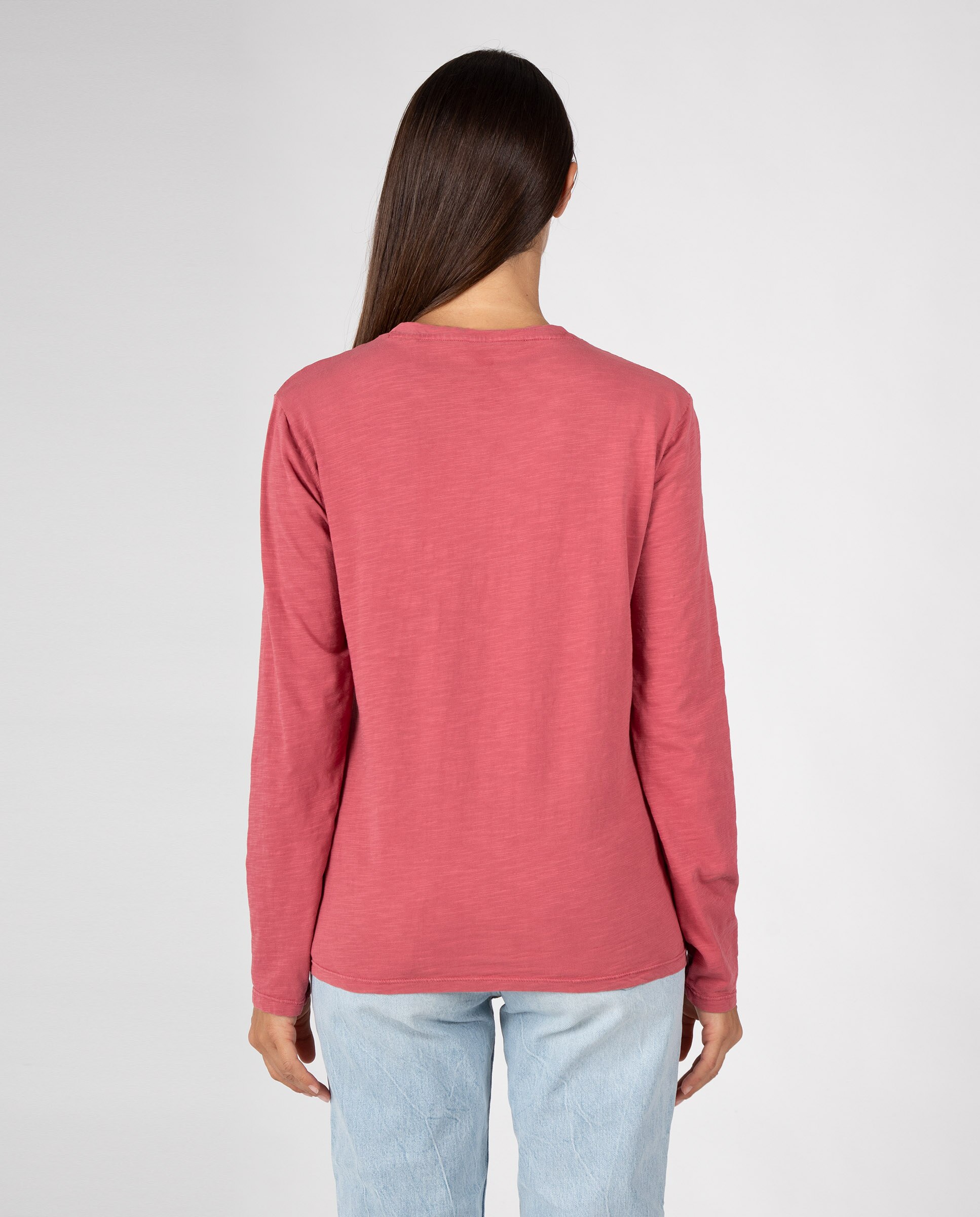Camiseta básica de mujer con cuello pico y tapeta - Massana - Rojo Rojo-2