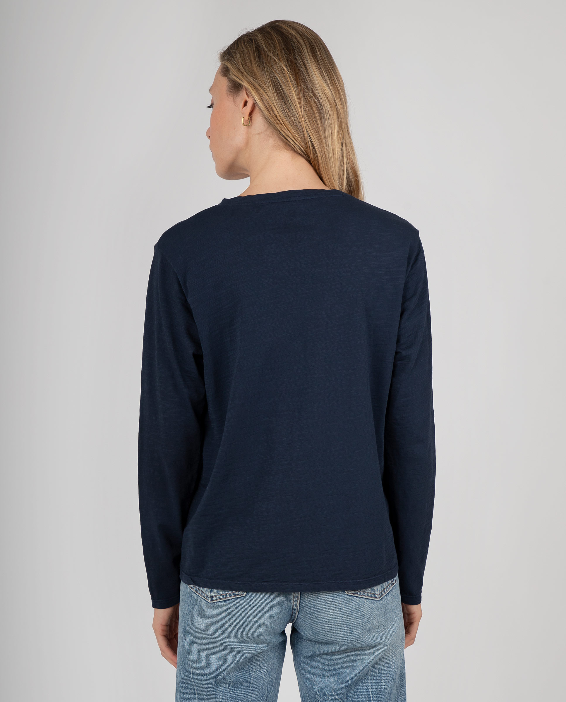 Camiseta básica de mujer con cuello pico y tapeta - Massana - Azul Azul-2