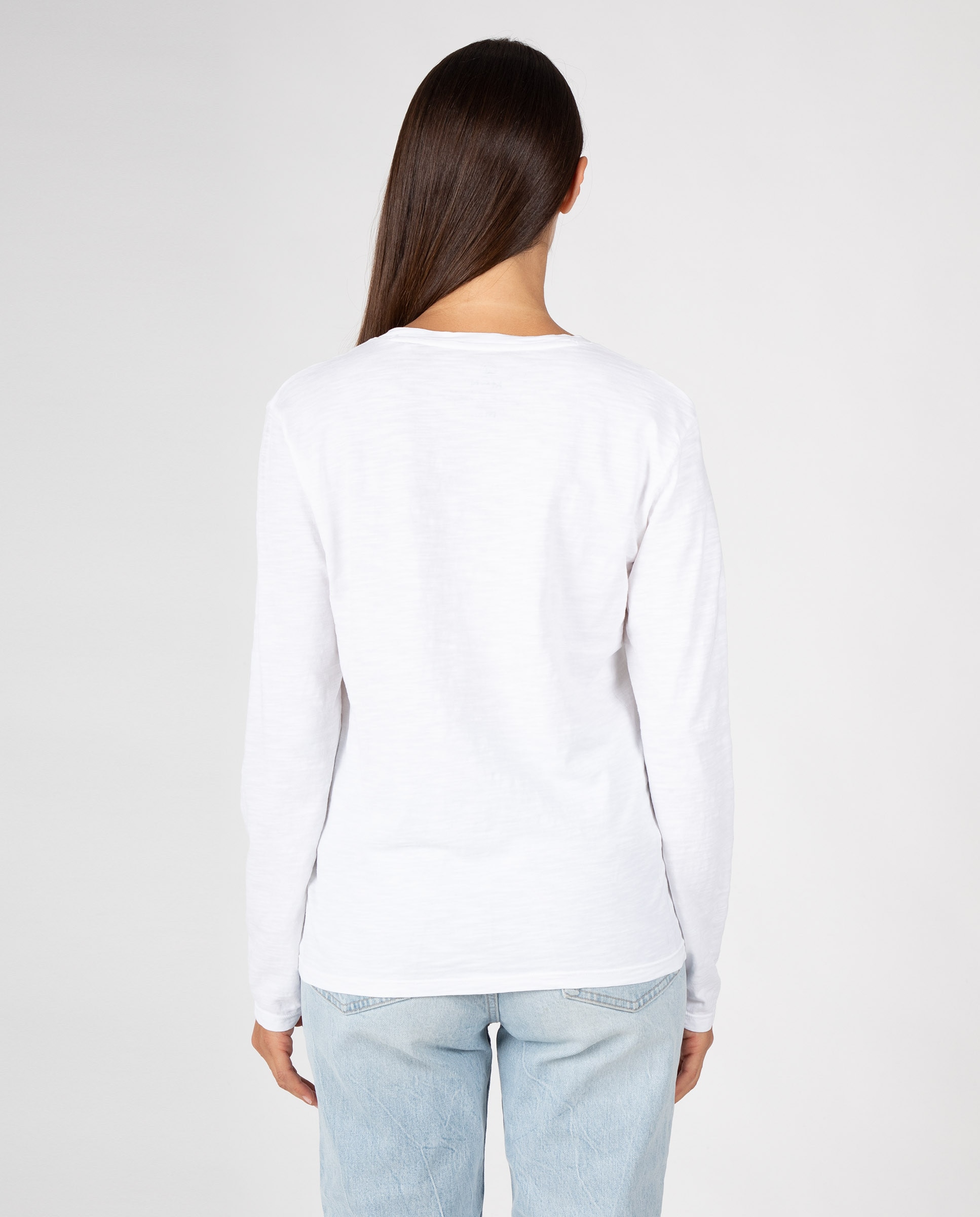 Camiseta básica de mujer con cuello pico y tapeta - Massana - Blanco Blanco-2