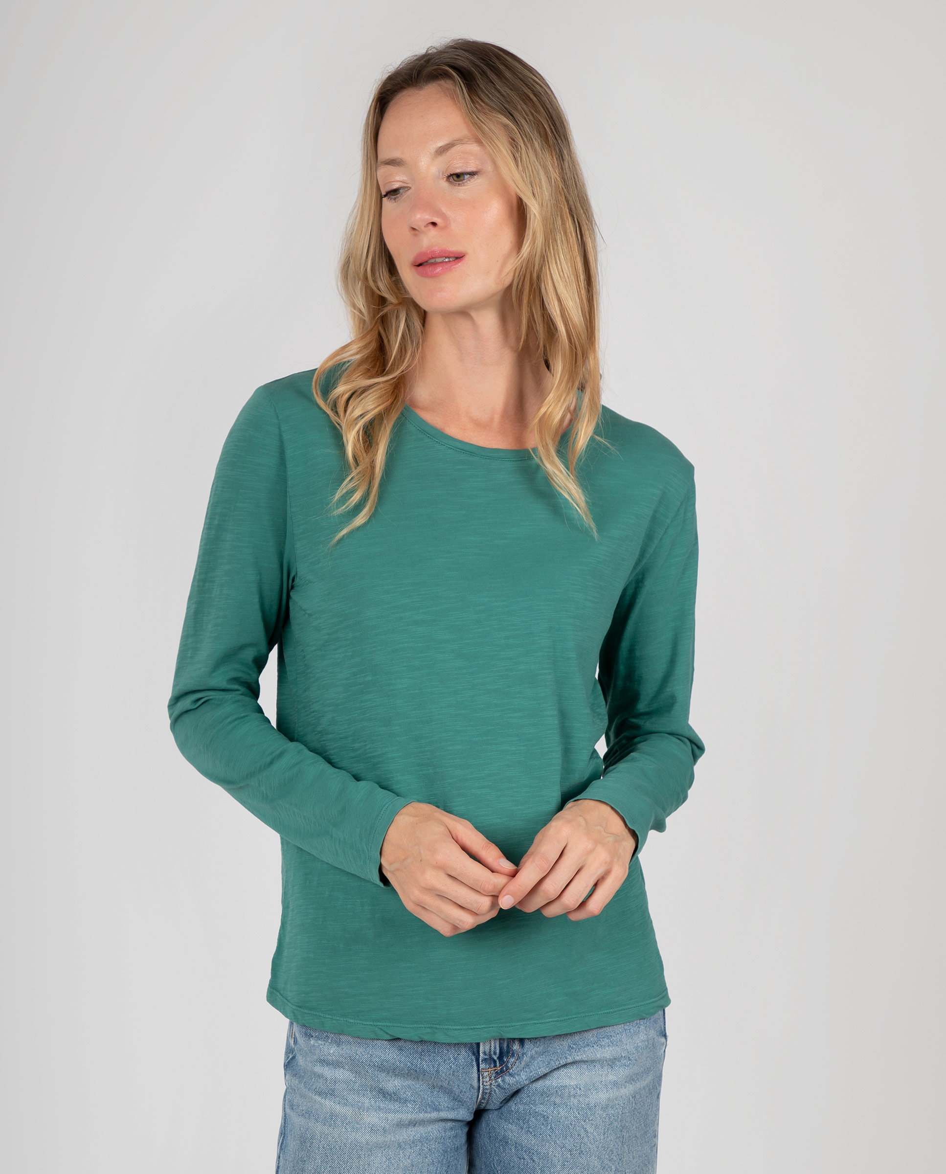 Camiseta básica de mujer con cuello redondo - Massana - Verde Verde-1
