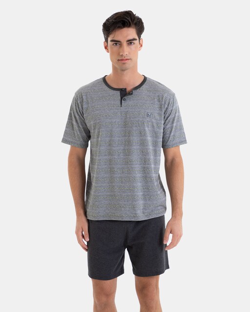 Imagen 0 de Pijama corto de hombre de punto Jacquard en color gris