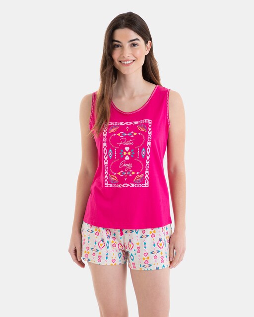 Imagen 0 de Pijama corto de mujer sin mangas estampado