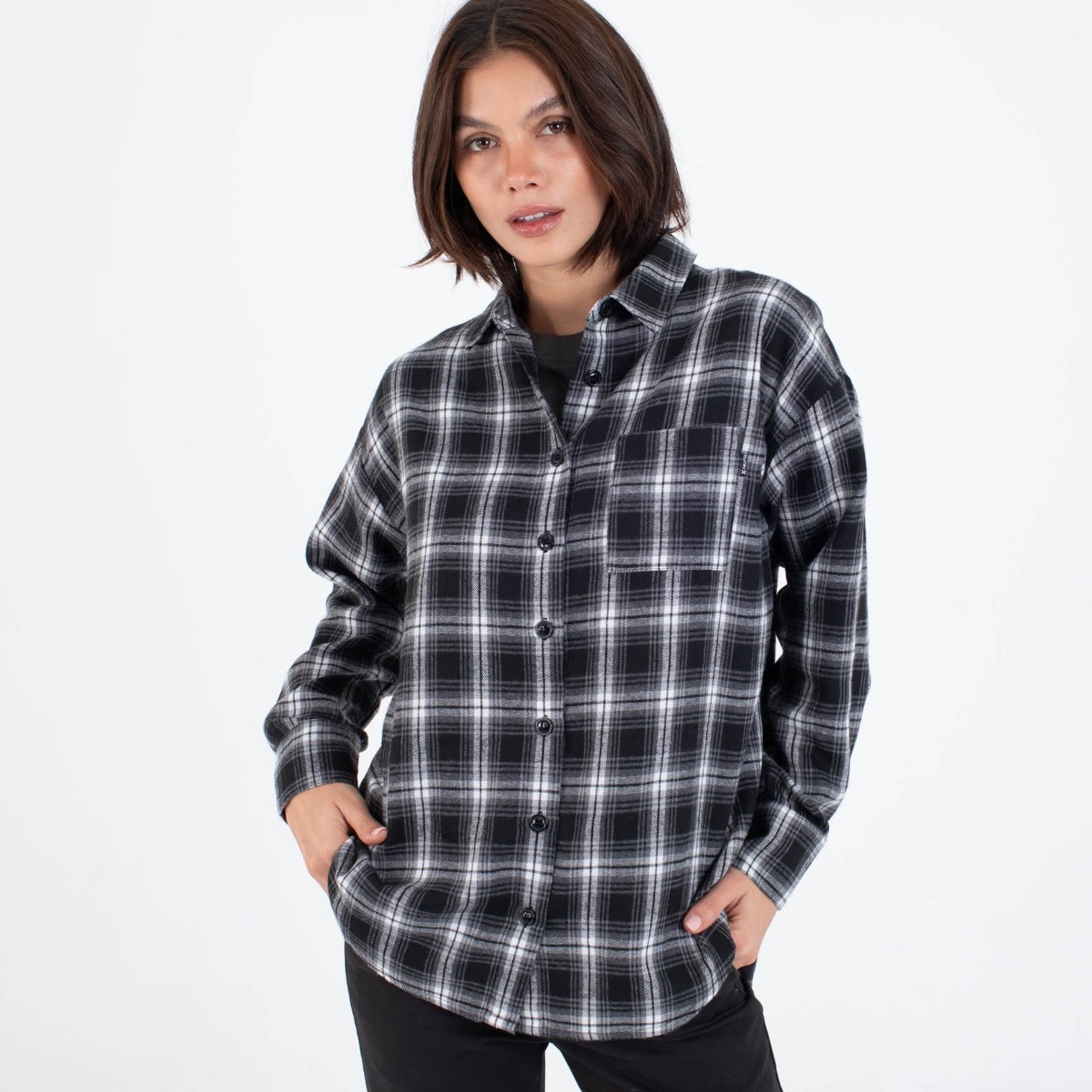 Imagen 1 de Camisa de mujer BUDAPEST FLANNEL LS SHIRT HURLEY Negro