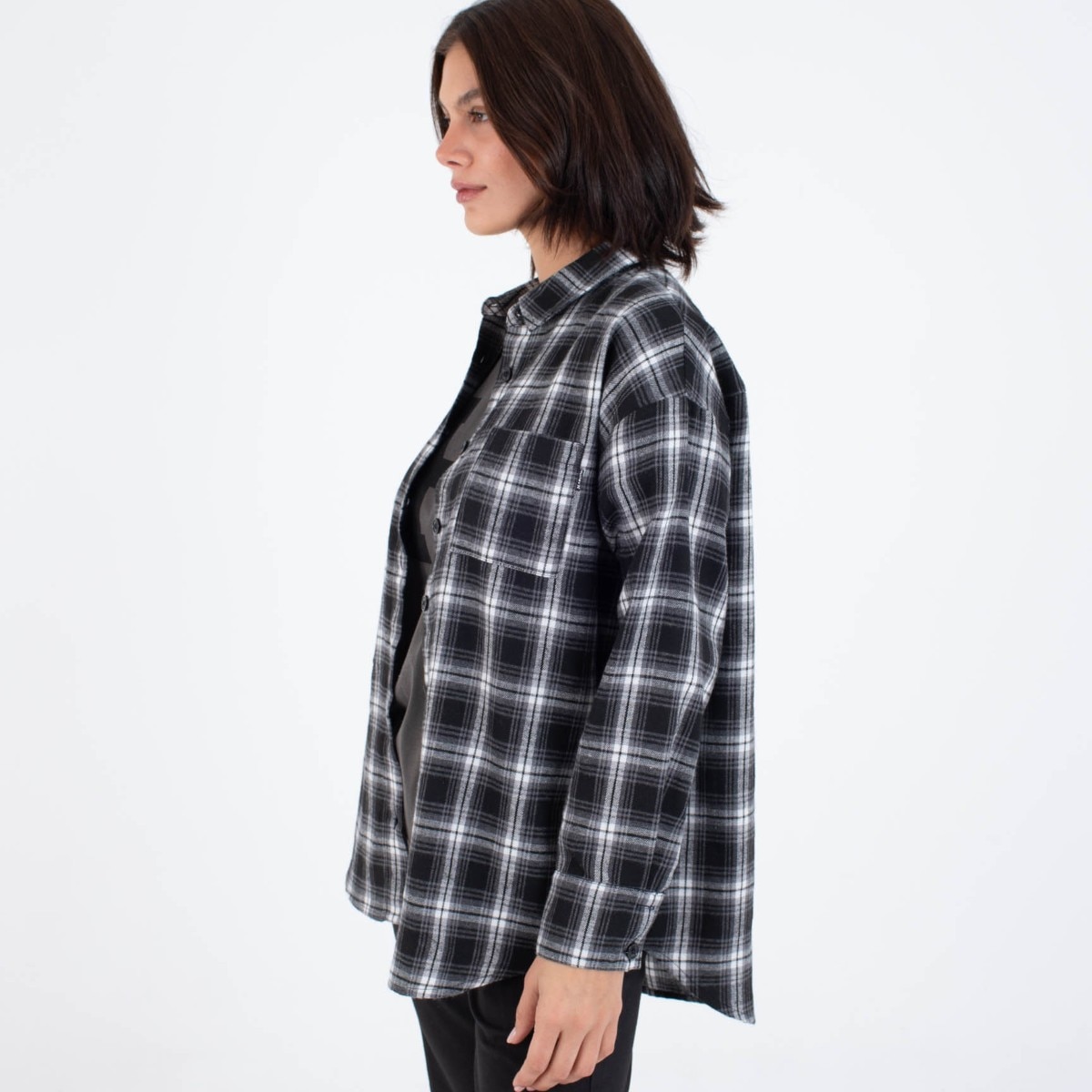Imagen 2 de Camisa de mujer BUDAPEST FLANNEL LS SHIRT HURLEY - Negro Negro
