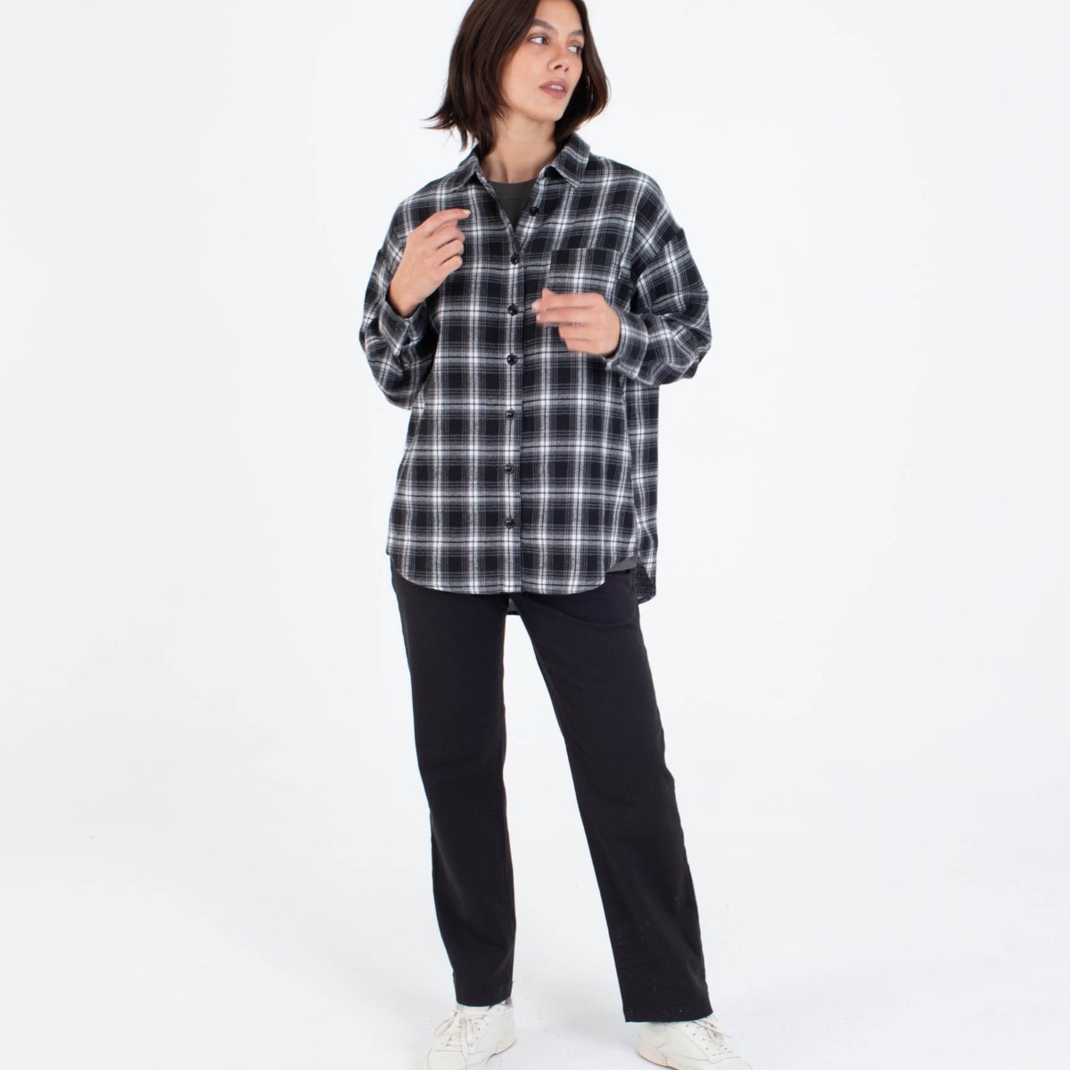 Imagen 5 de Camisa de mujer BUDAPEST FLANNEL LS SHIRT HURLEY - Negro Negro