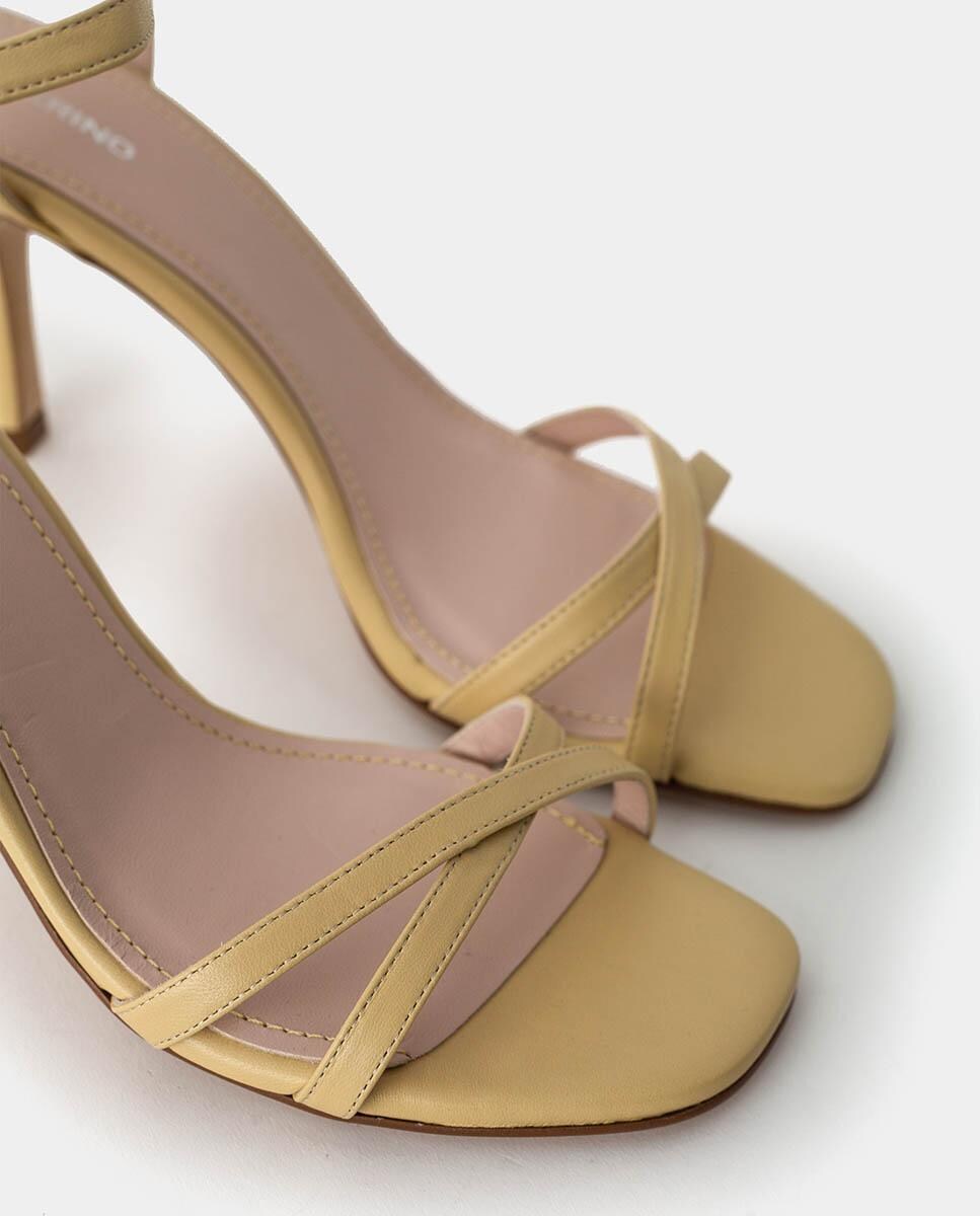 Sandalias Tiras Sandalias Tacon Piel Mujer Sandalias De Tacón De