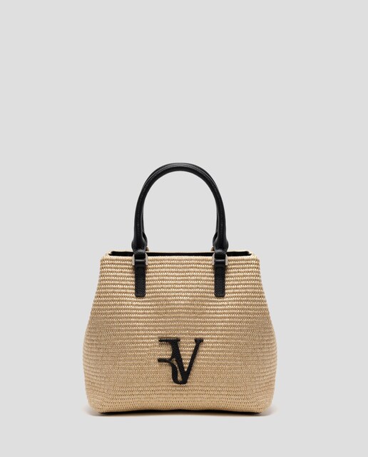 Imagen 0 de Bolso de mano pequeño efecto rafia con logo RV