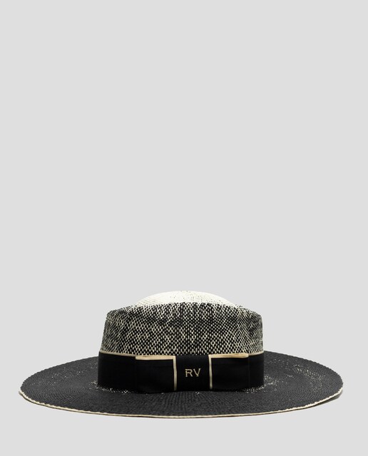 Imagen 0 de Sombrero de mujer efecto rafia con tira decorativa y logo RV