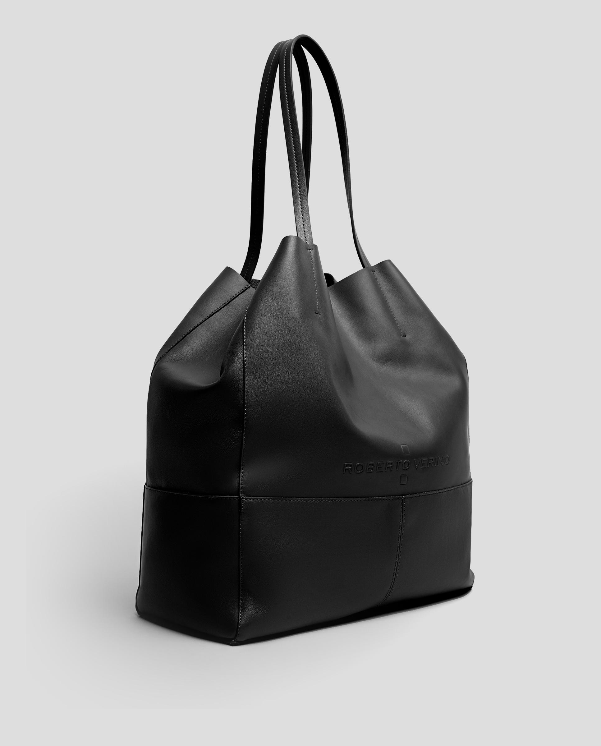 Shopper mediano de piel con logo grabado - Roberto Verino - Negro Negro-3