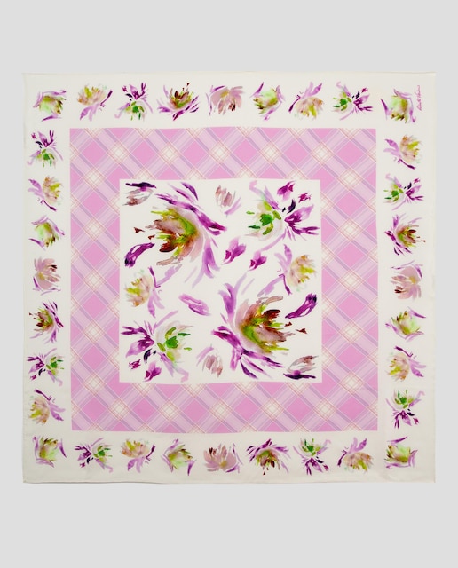 Imagen 0 de Pañuelo de mujer de seda con estampado de flores