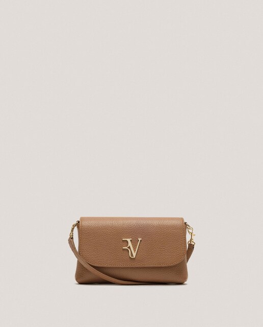 Imagen 0 de Bolso de mano de piel granulada con logo RV multiposición