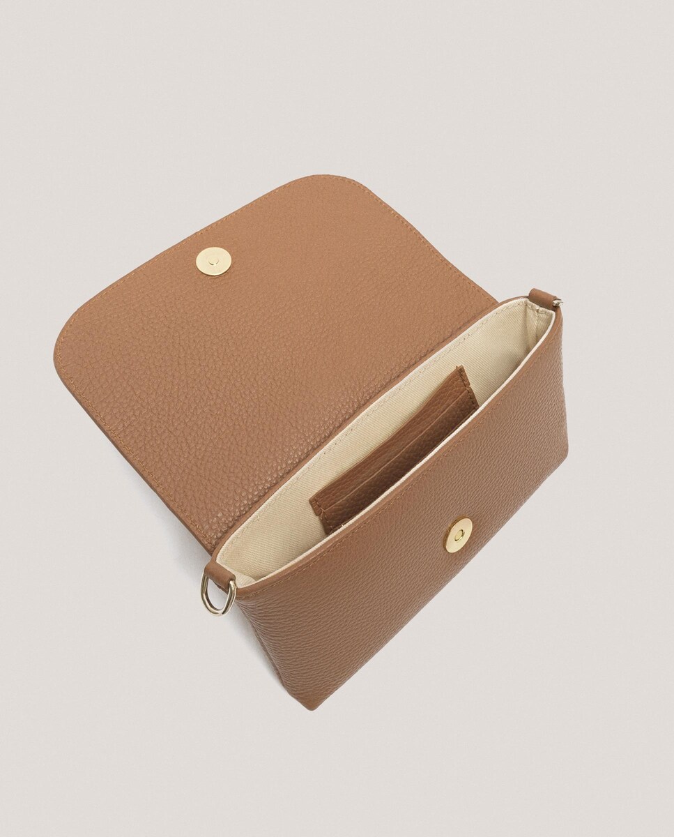 Bolso de mano de piel granulada con logo RV multiposición