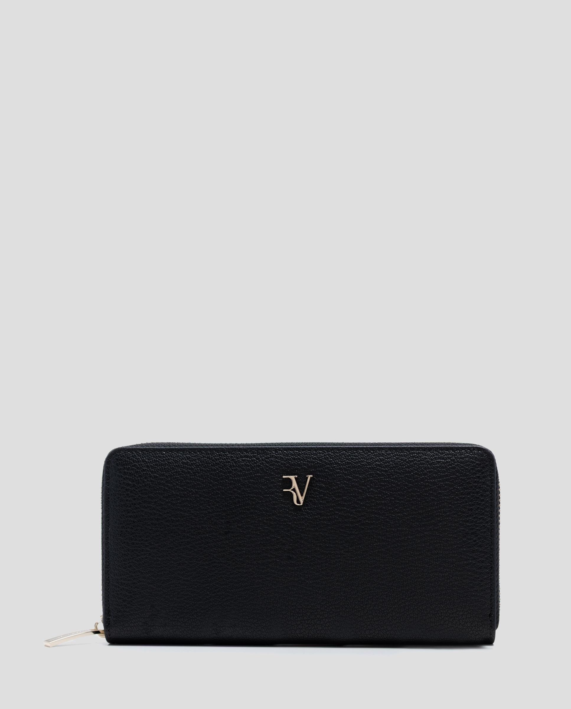 Cartera grande de mujer de piel granulada con logo rv - Roberto Verino - Negro Negro-1
