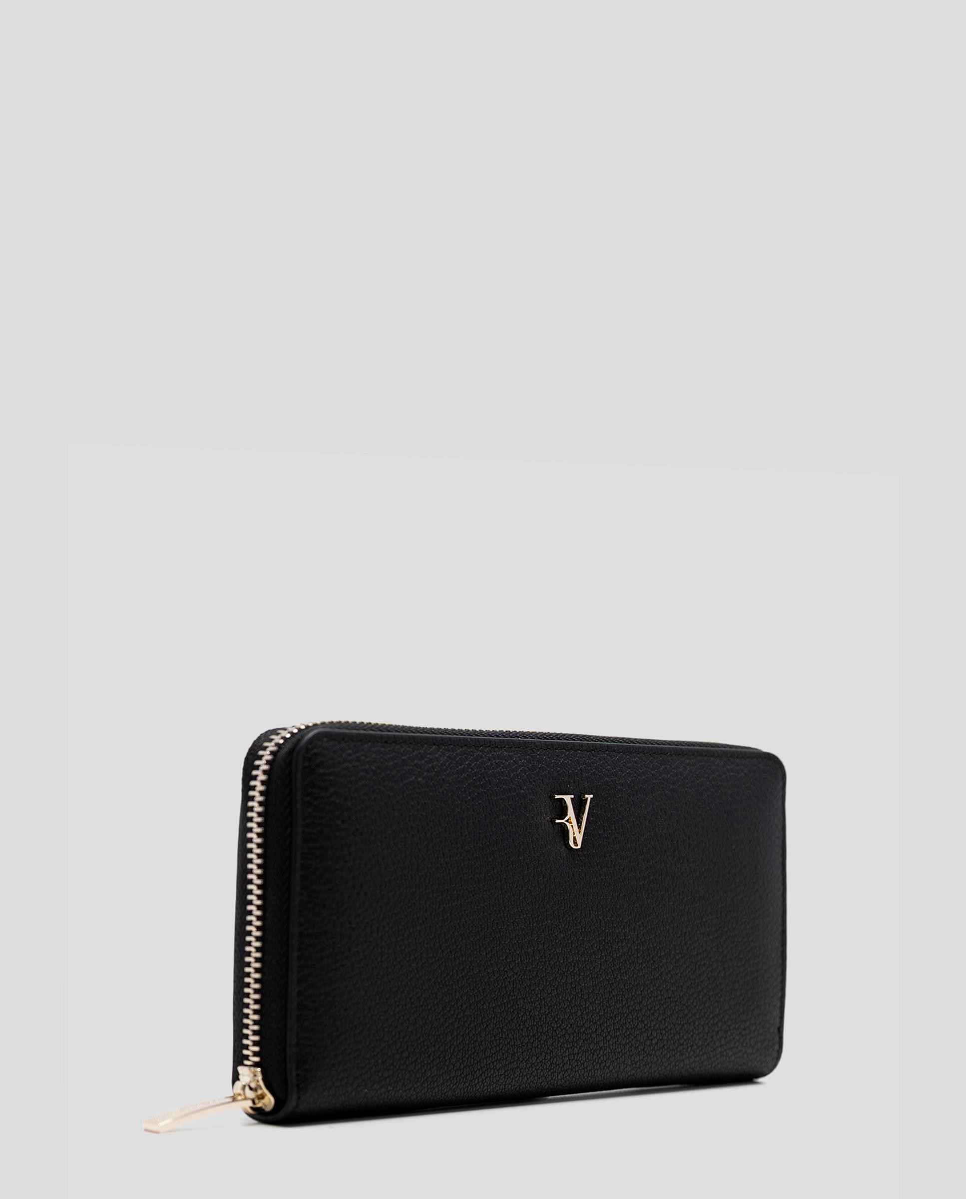 Cartera grande de mujer de piel granulada con logo rv - Roberto Verino - Negro Negro-3