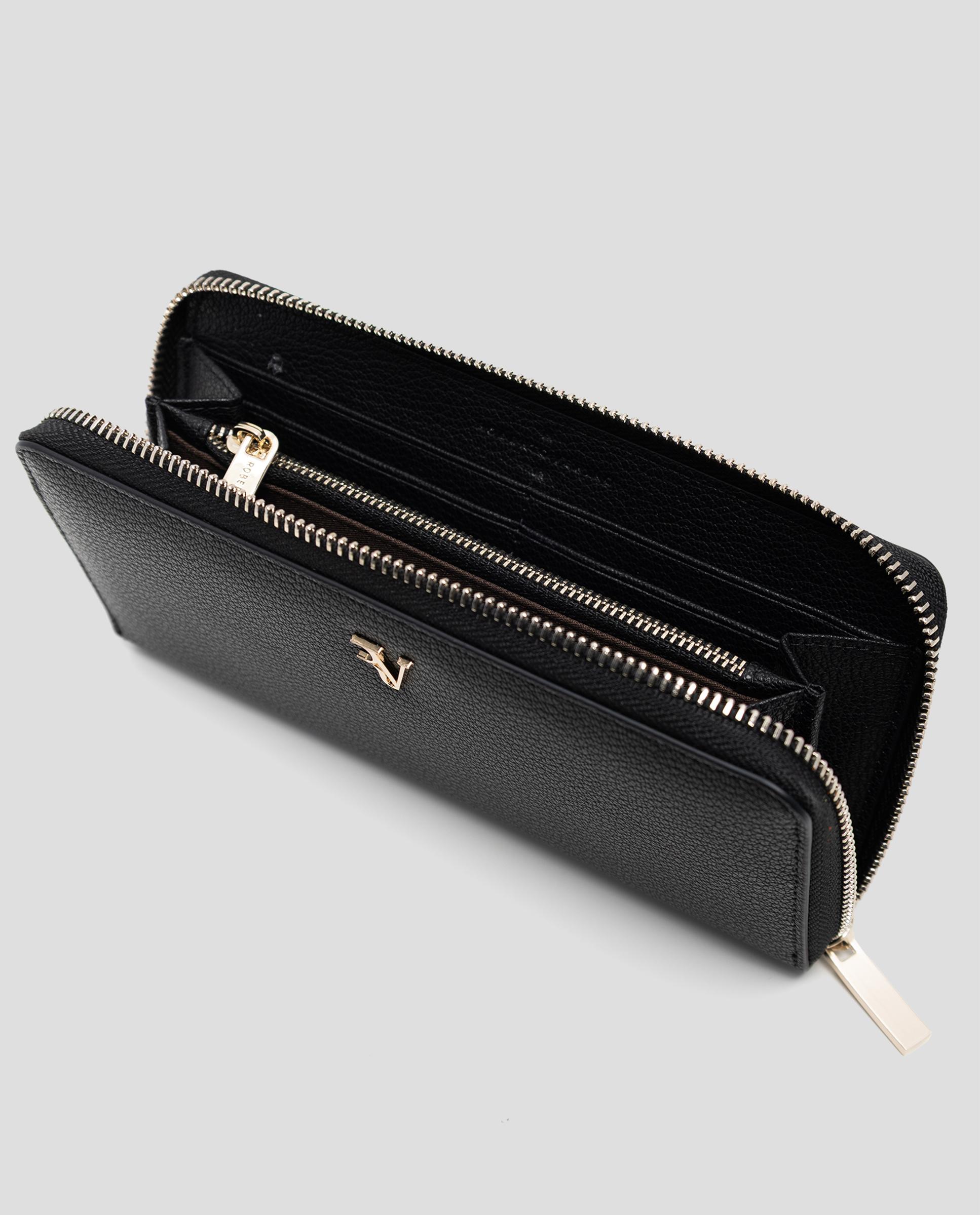 Cartera grande de mujer de piel granulada con logo rv - Roberto Verino - Negro Negro-2