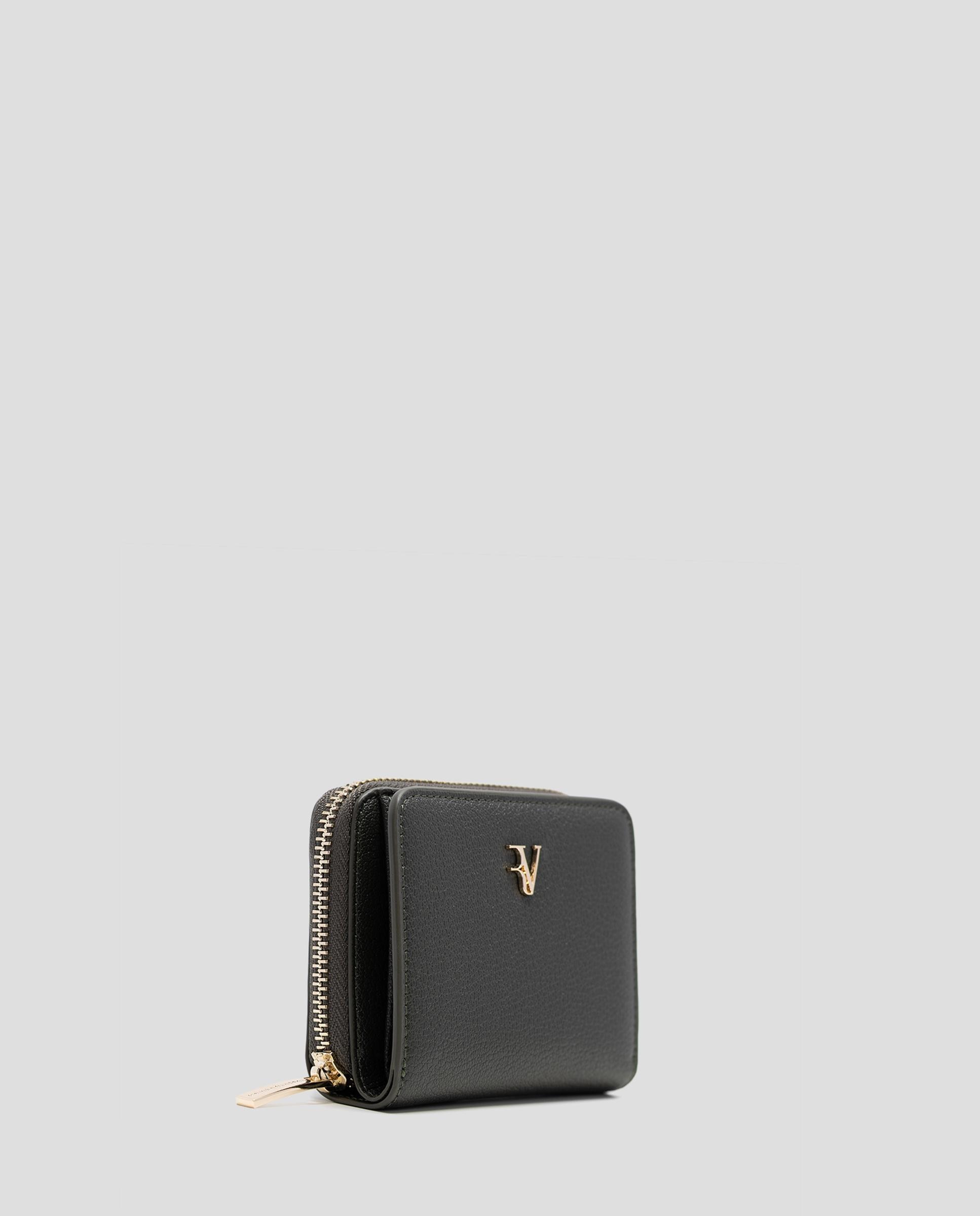Cartera de mujer de piel granulada con logo metálico rv - Roberto Verino - Verde oscuro Verde oscuro-3