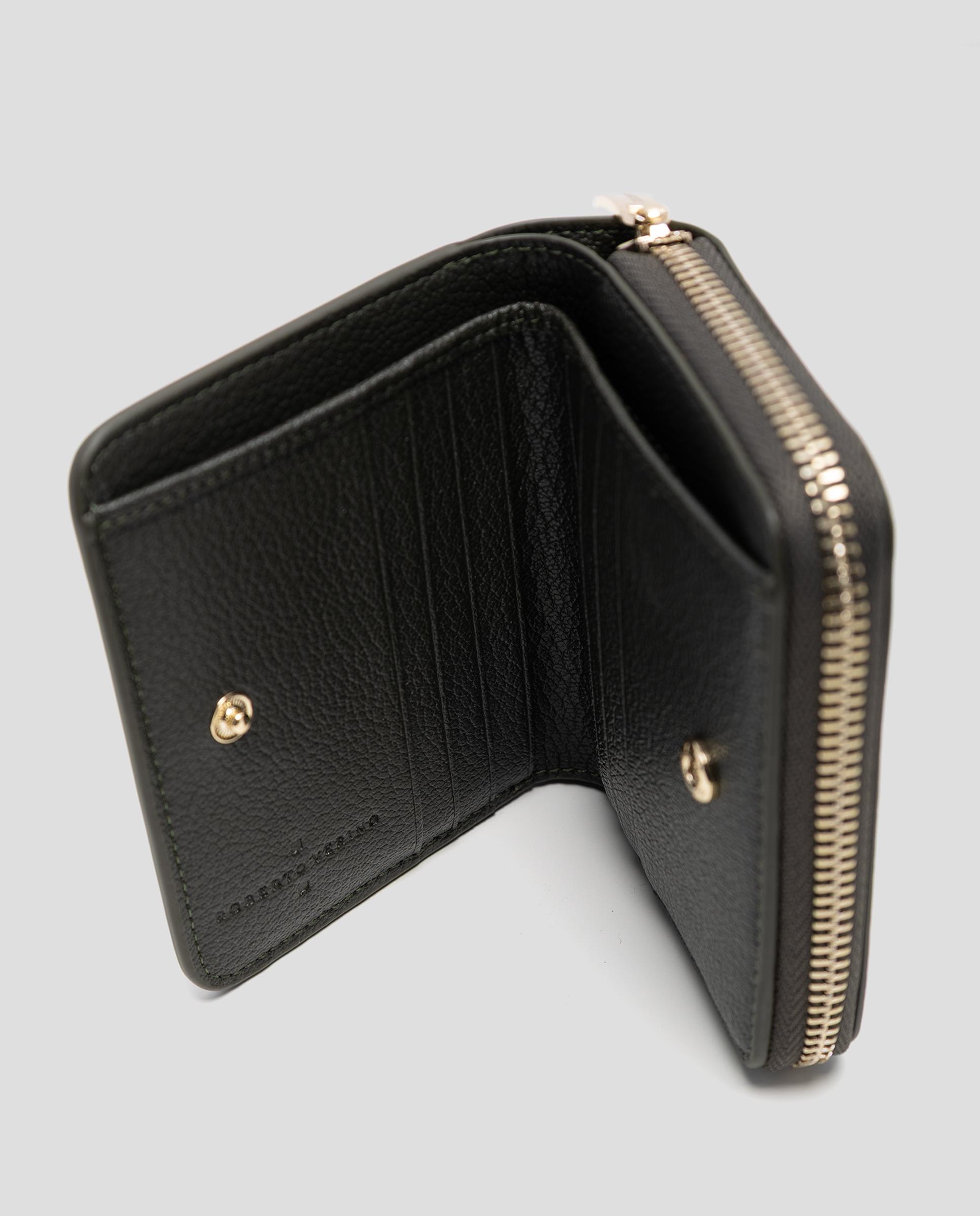 Cartera de mujer de piel granulada con logo metálico rv - Roberto Verino - Verde oscuro Verde oscuro-4