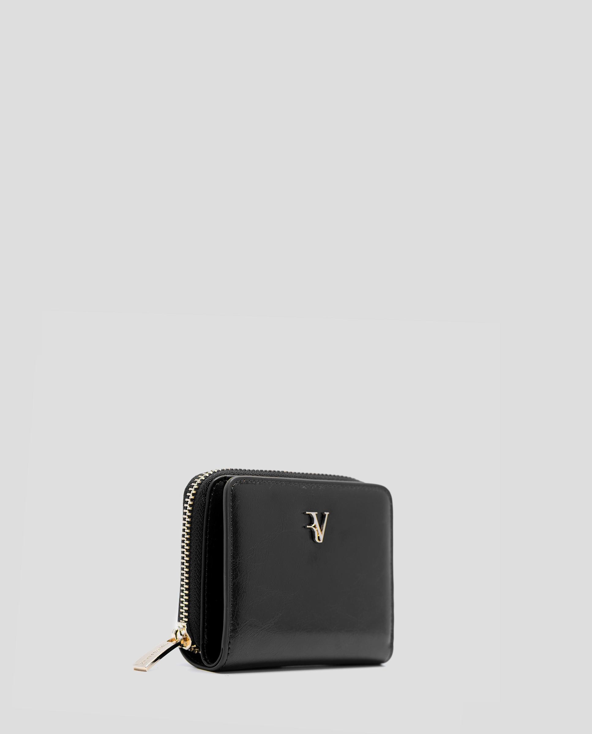 Cartera de mujer de piel craquelada con cierre de cremallera - Roberto Verino - Negro Negro-3