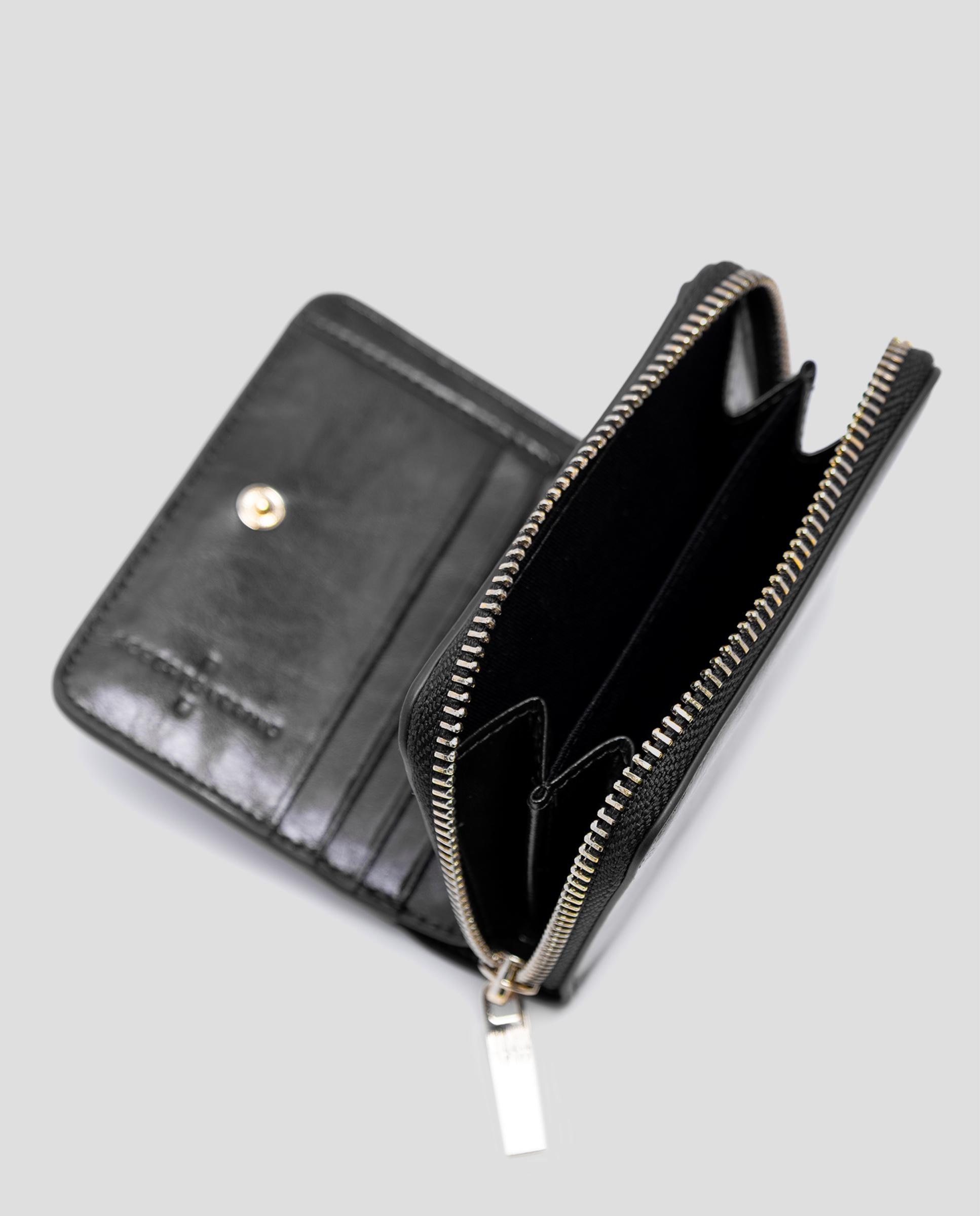 Cartera de mujer de piel craquelada con cierre de cremallera - Roberto Verino - Negro Negro-4