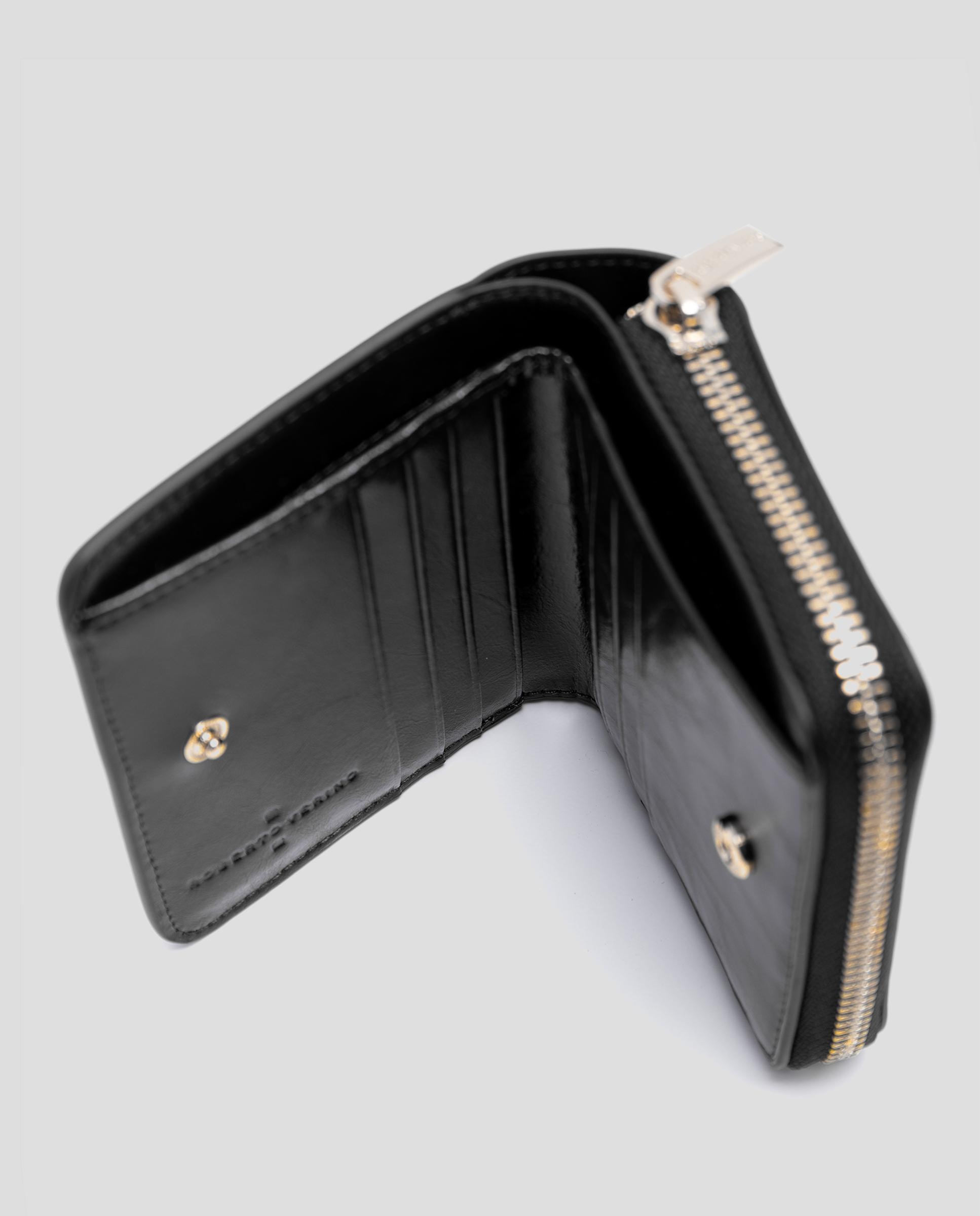 Cartera de mujer de piel craquelada con cierre de cremallera - Roberto Verino - Negro Negro-5