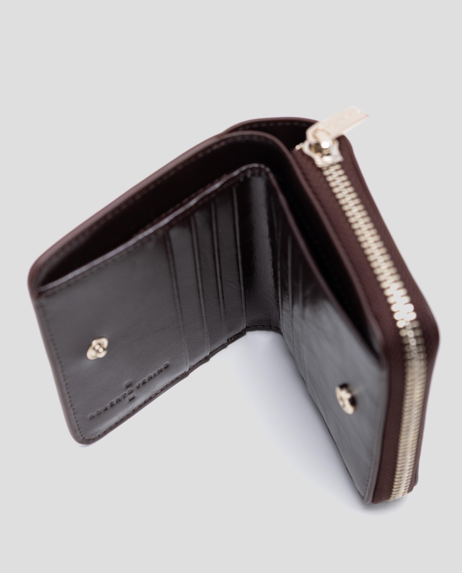 Cartera de mujer de piel craquelada con cierre de cremallera - Roberto Verino - Burdeos Burdeos-5