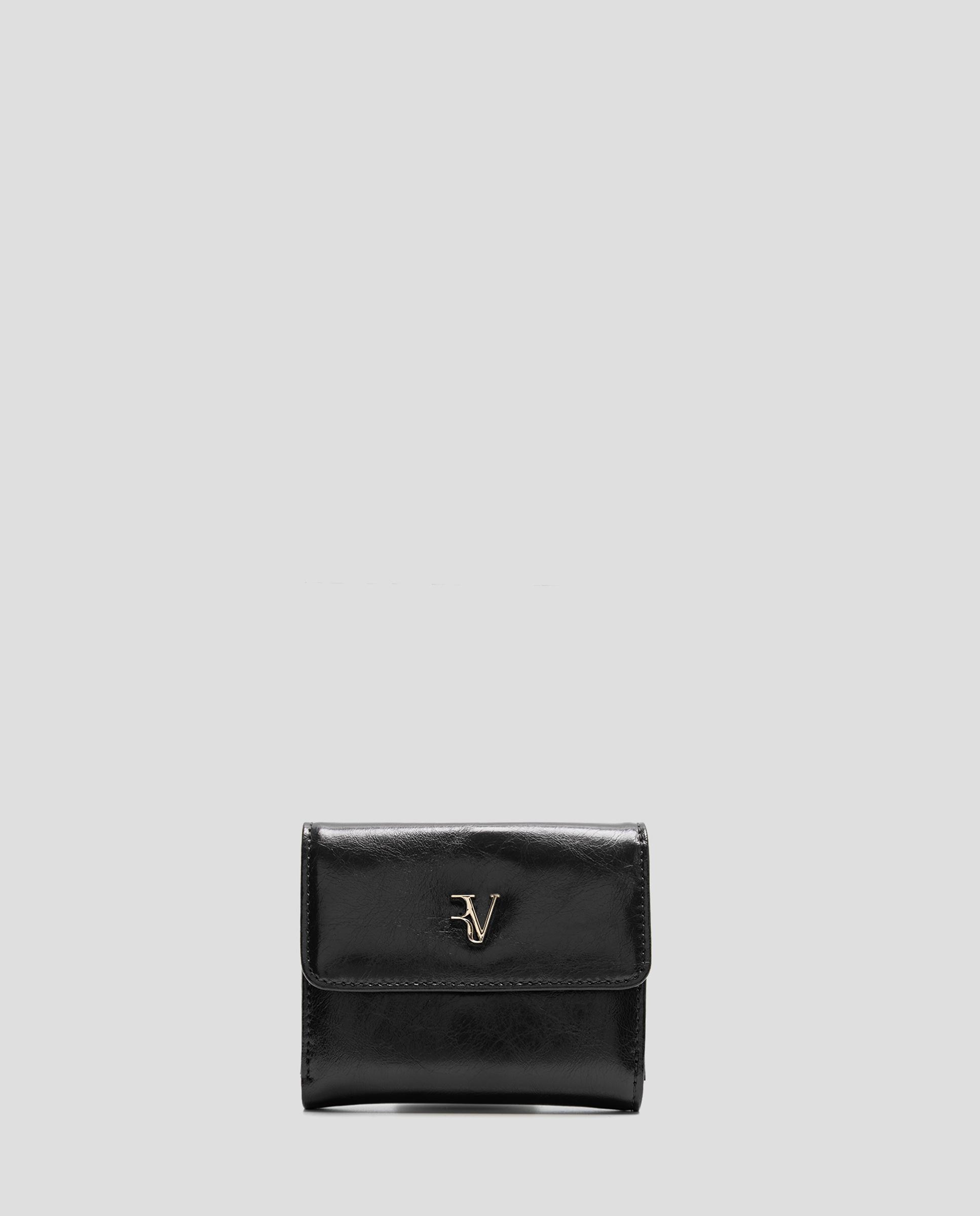 Imagen 0 de Cartera de mujer de piel craquelada con solapa Negro