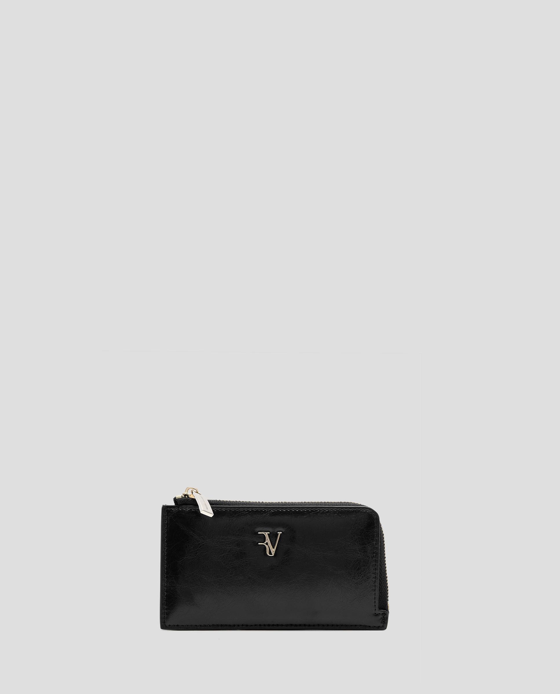 Monedero de mujer de piel craquelada con logo rv - Roberto Verino - Negro Negro-1