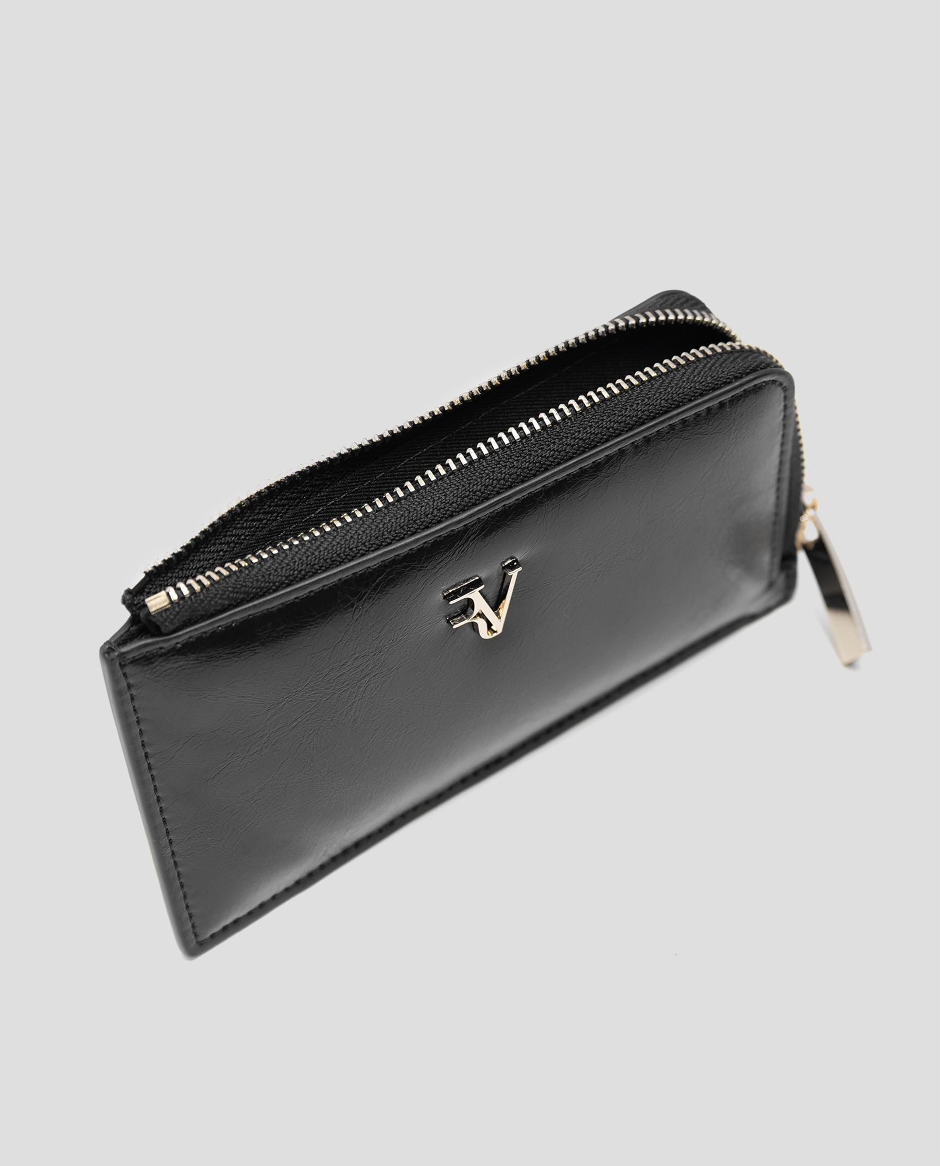Monedero de mujer de piel craquelada con logo rv - Roberto Verino - Negro Negro-4