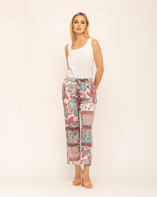 Imagen 0 de Pantalón recto de mujer con cintura elástica y bolsillos