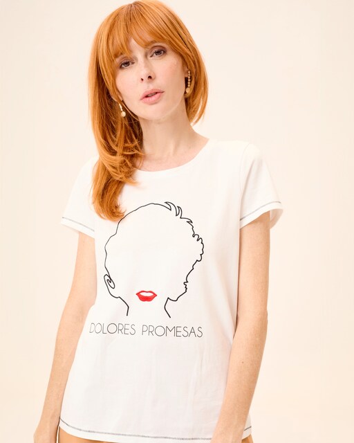 Imagen 0 de Camiseta de mujer Muse de manga corta y dibujo frontal