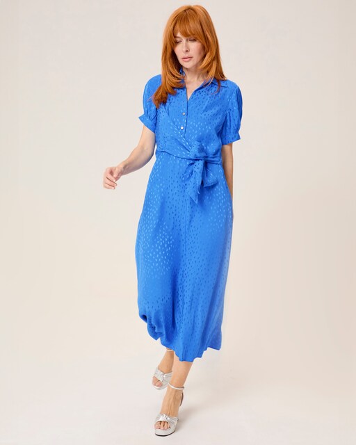 Imagen 0 de Vestido midi Dijon cruzado con cuello camisero y lazo