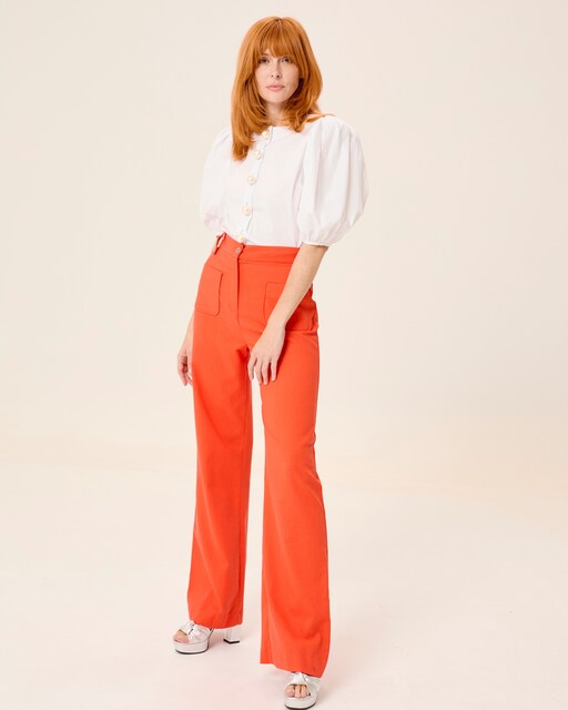 Imagen 0 de Blusa de mujer Jane con manga abullonada y botones de perlas