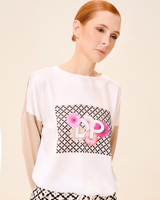 Imagen 0 de Blusa de mujer Tropez bicolor con dibujo frontal