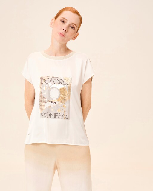 Imagen 0 de Blusa de mujer Lyna de manga corta con dibujo frontal