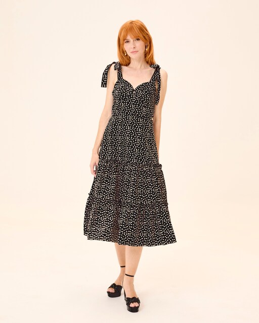 Imagen 0 de Vestido midi Chérie de lunares y volantes