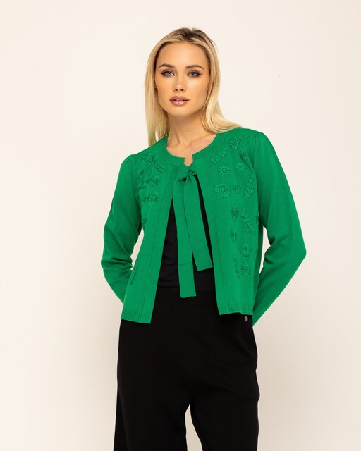 Imagen 0 de Chaqueta de mujer de punto con detalles de flores Selena