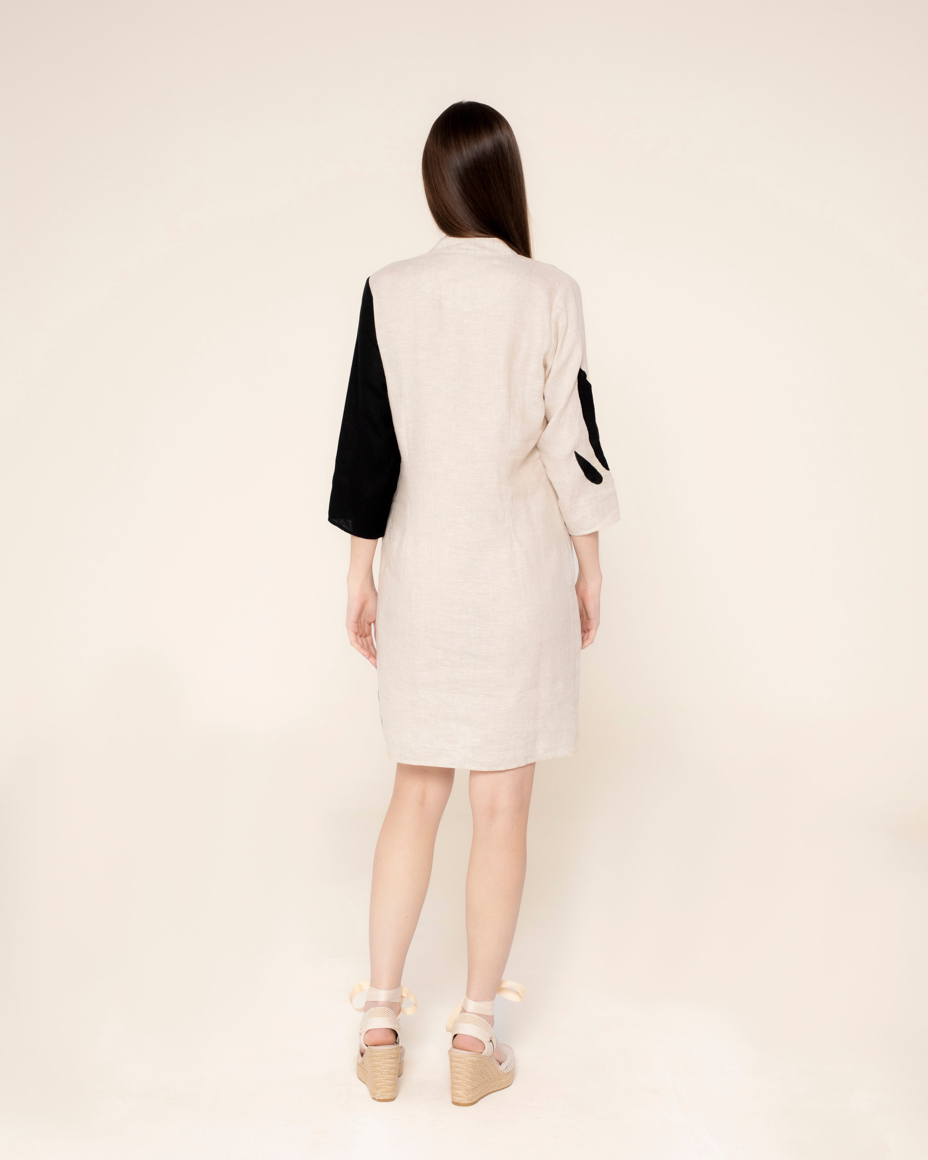 Imagen 4 de Vestido corto de lino Azores - Niza - Beige Beige