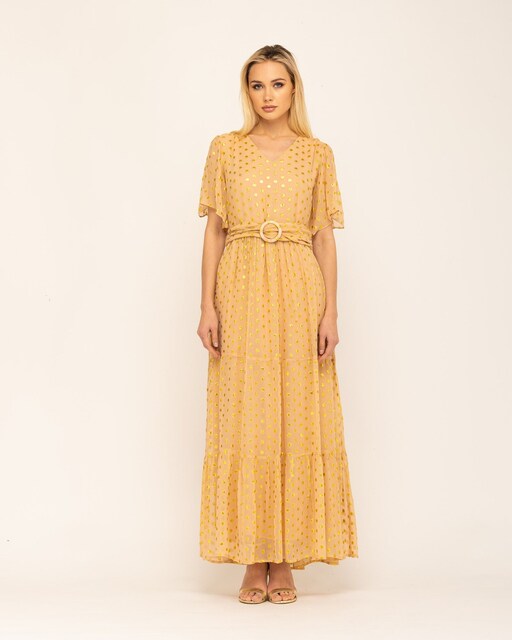 Imagen 0 de Vestido largo estampado con volantes Kerala