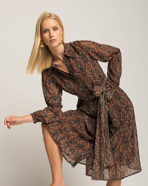 Imagen 0 de Vestido largo estampado de manga larga