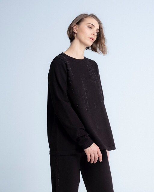 Imagen 0 de Jersey de mujer de cuello redondo y abalorios