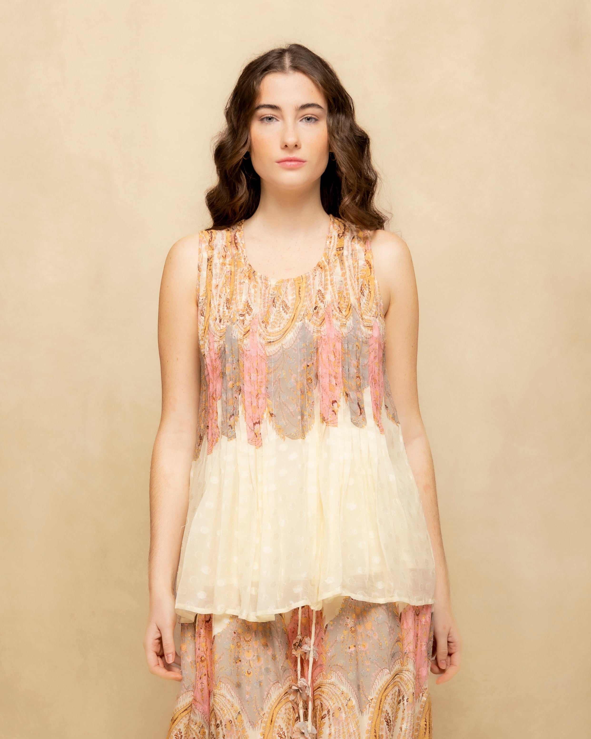 Blusa de mujer etampada y textura plumeti - Niza - Amarillo Amarillo-3