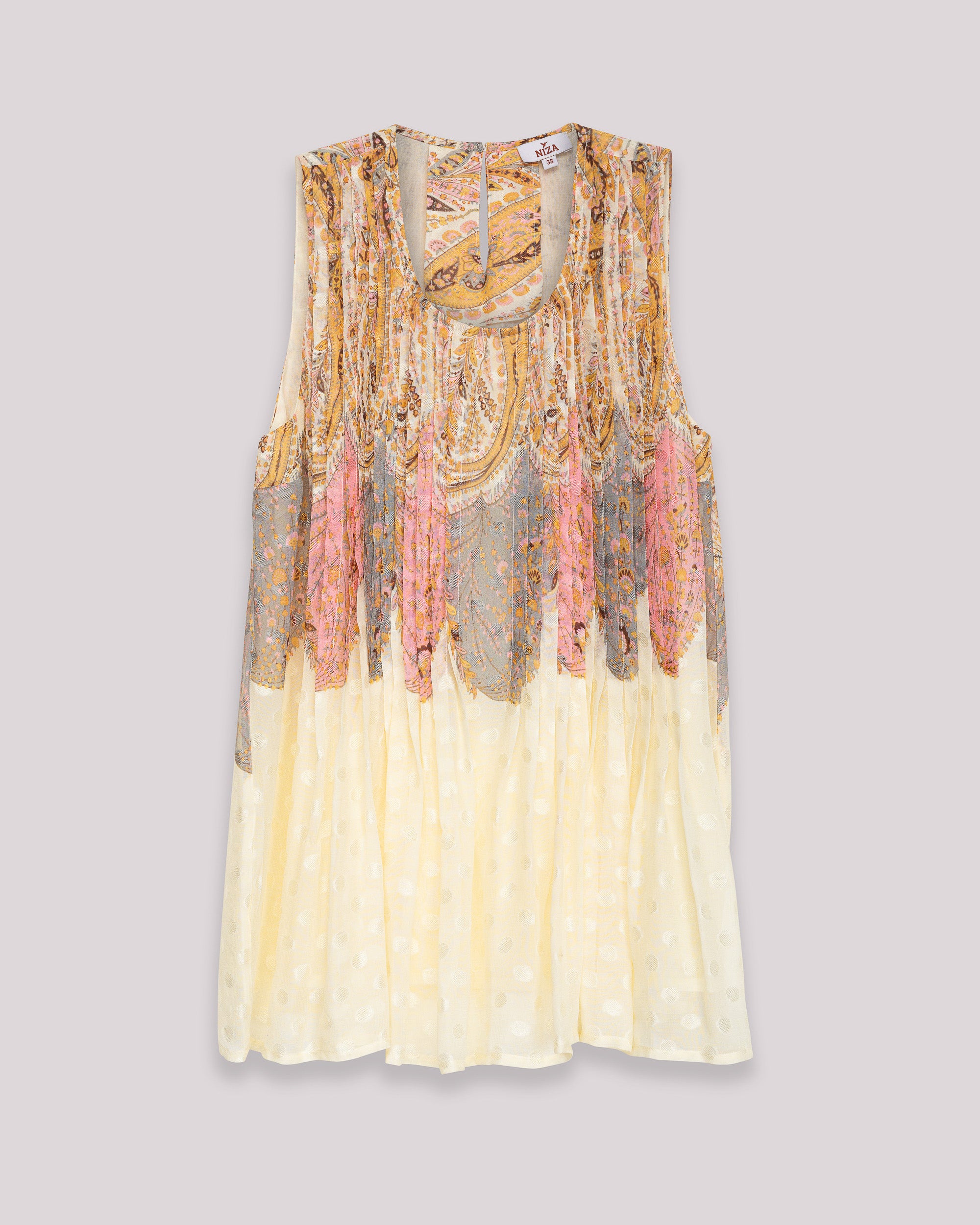 Blusa de mujer etampada y textura plumeti - Niza - Amarillo Amarillo-9