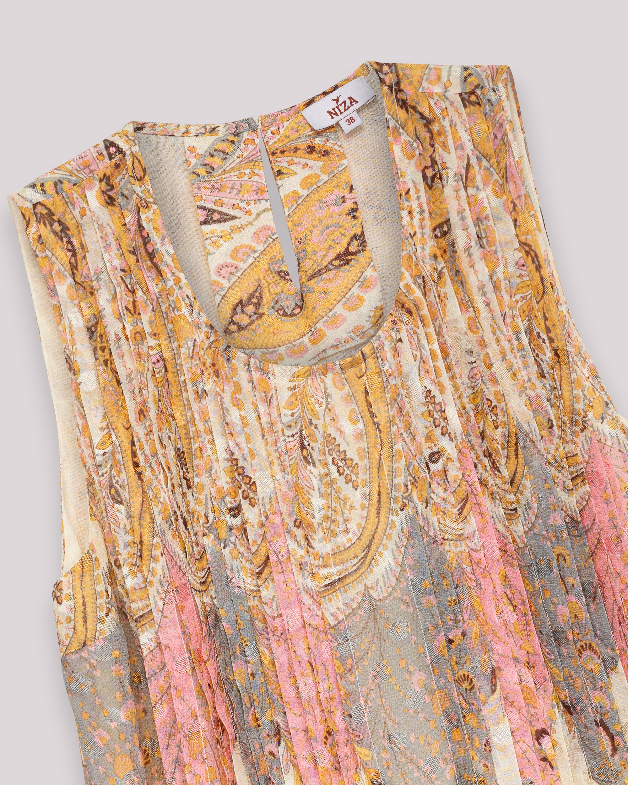 Blusa de mujer etampada y textura plumeti - Niza - Amarillo Amarillo-8